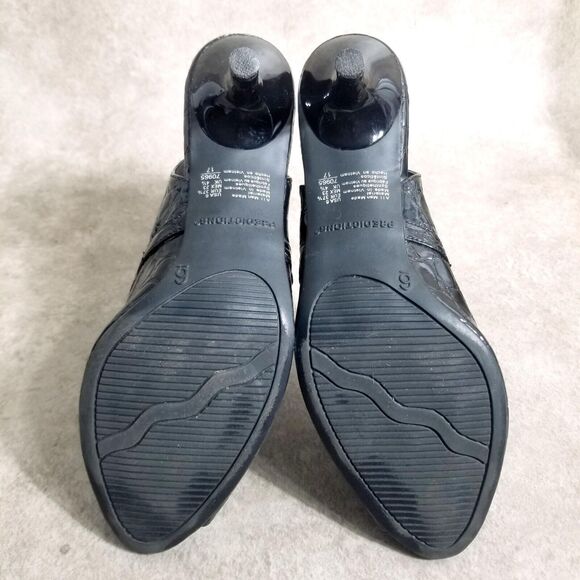 Predictions Womens 70965 Size 6 Black Croc Print Slip On Peep Toe Slingback Heel - Picture 10 of 10